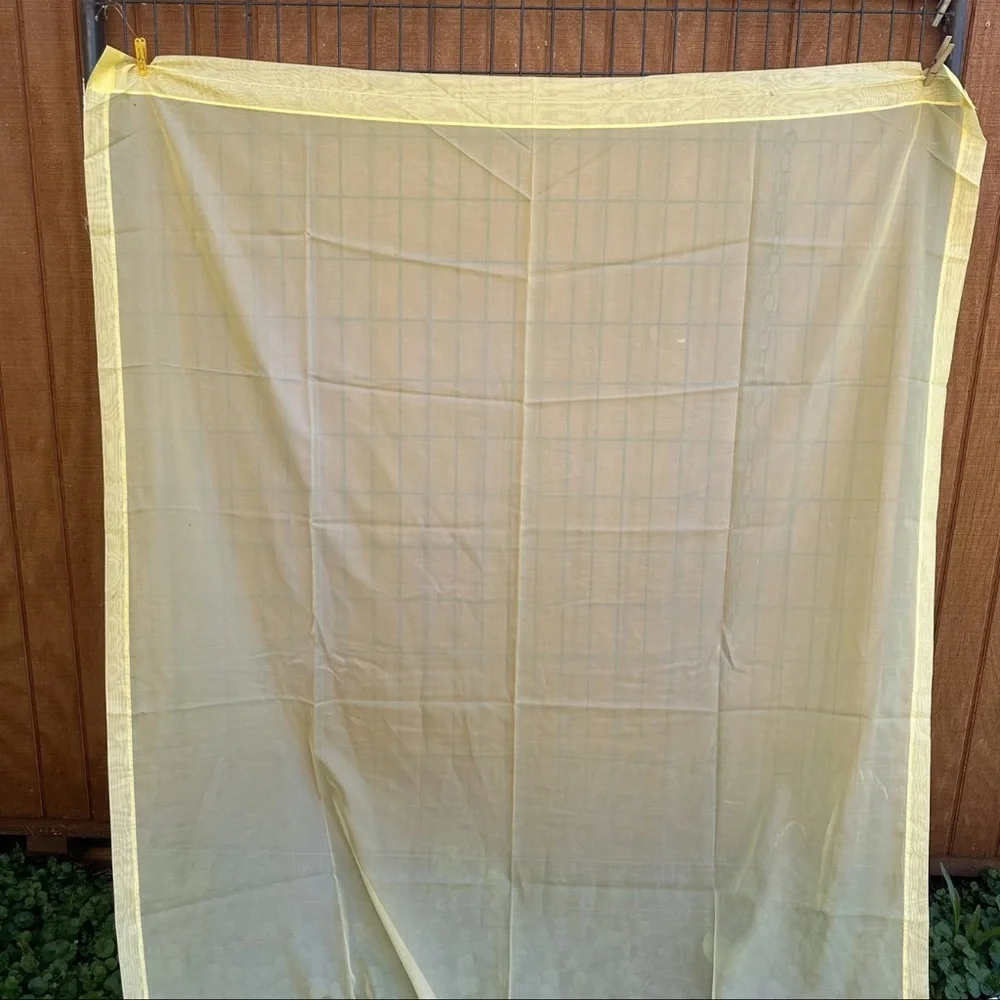 3 Vintage Sheer Yellow Curtains 3 Panels 60”x85”